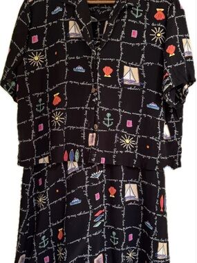 Women’s Black Nautical Print Dress